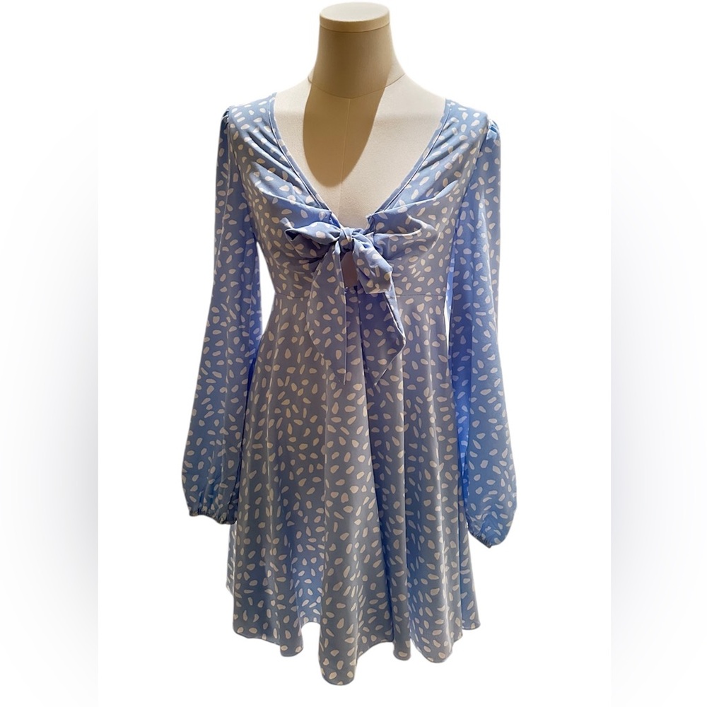 Chic Blue Patterned Dress